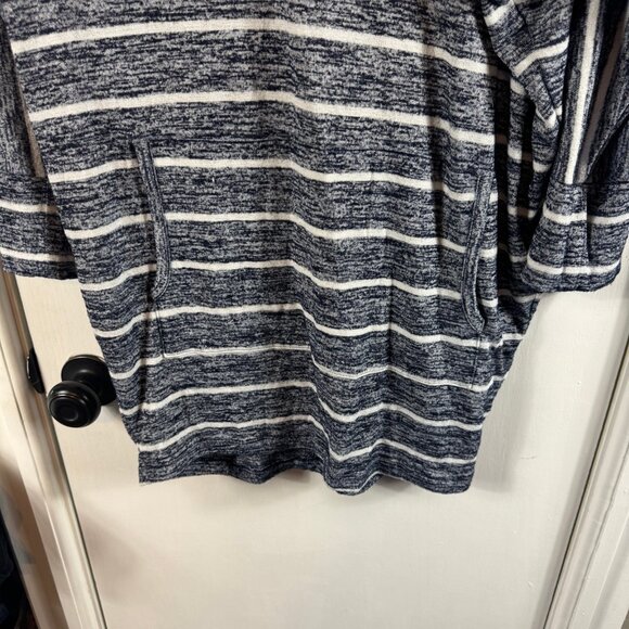 Market & Spruce Navy White Striped Hooded Pullover Tunic | Size L - Picture 4 of 9